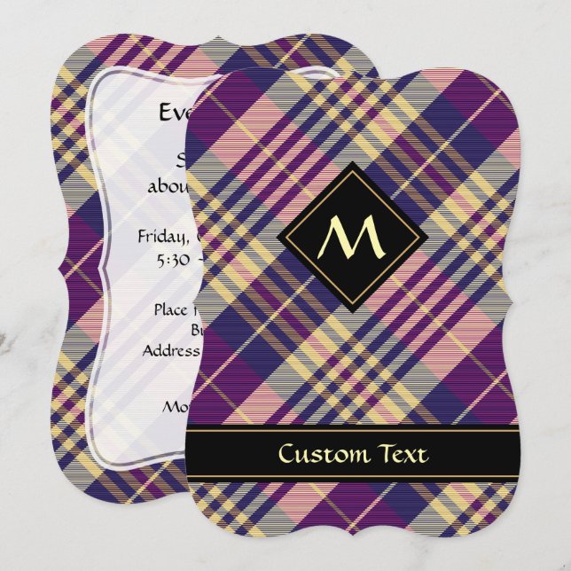 Purple, Gold and Blue Tartan Invitation (Front/Back)