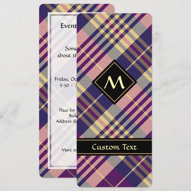 Purple, Gold and Blue Tartan Invitation (Front/Back)