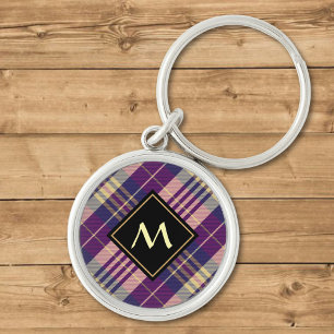 Purple, Gold and Blue Tartan Key Ring