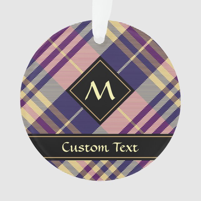 Purple, Gold and Blue Tartan Ornament (Front)