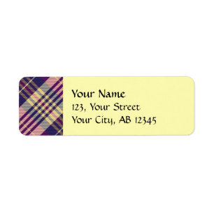 Purple, Gold and Blue Tartan Return Address Label