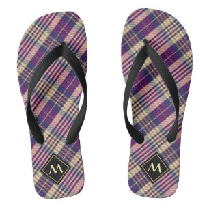 Purple, Gold and Blue Tartan Thongs