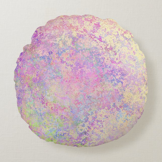 Purple gold and pink texture marble look round cushion (Front)