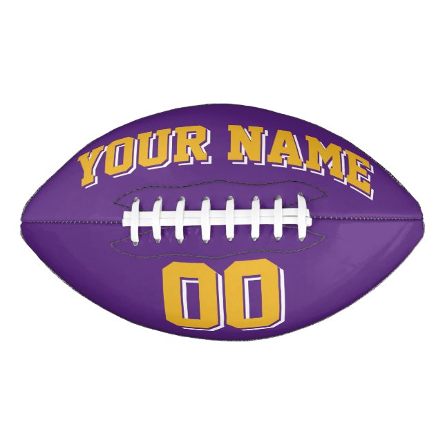 PURPLE GOLD AND WHITE Custom Football (Front)