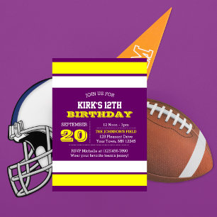 Purple Gold and White Team Birthday Invitation