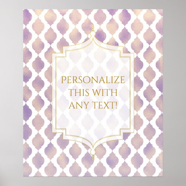 Purple Gold Arabian Moroccan Theme Custom Party Poster (Front)