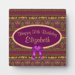 Purple Gold Art Deco Print 50th Birthday Plaque