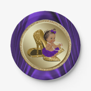 Purple Gold Baby Shower Paper Plates