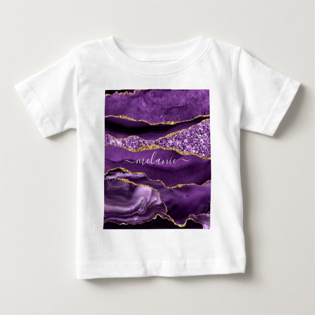 Purple Gold Baby T-Shirt with Custom Name (Front)