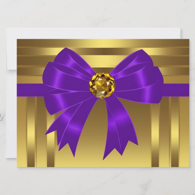 Purple Gold Birthday Party Invitations (Front)
