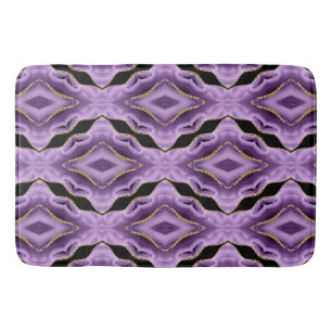 Purple Gold Black Abstract Bath Mat