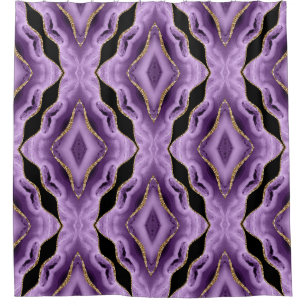 Purple Gold Black Abstract Shower Curtain