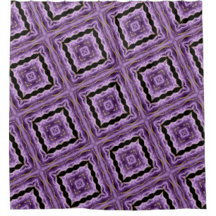 Purple Gold Black Geometric Abstract  Shower Curtain