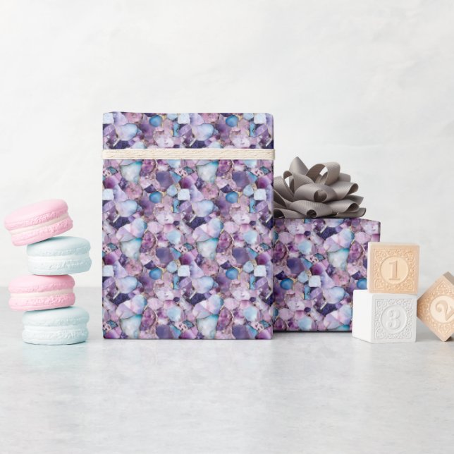 Purple, Gold & Blue Gemstone  Wrapping Paper (Baby Shower)