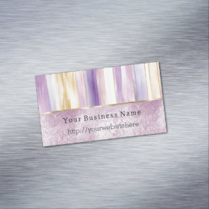 Purple Gold Blush Stripes Business name website Magnetic Business Card