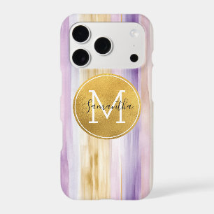 Purple Gold Blush Stripes Monogram