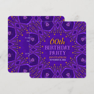 Purple Gold Bohemian Glam Birthday Party Invitation