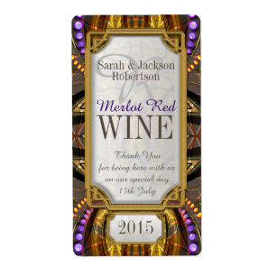 Purple Gold Bohemian Magic Drink Bottle Labels