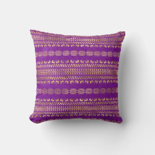 Purple & Gold Bohemian Unicorn Pattern Cushion
