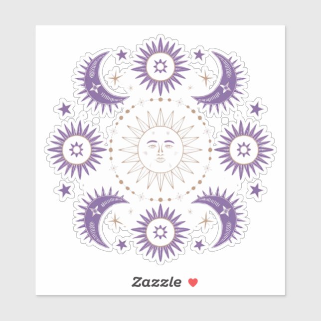 Purple & Gold Boho Celestial Sun & Moon Scrapbook (Sheet)