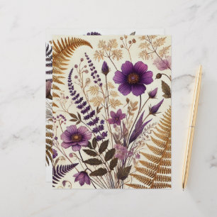 Purple & Gold Boho Wildflowers and Ferns Scrapbook