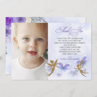 Purple Gold Butterflies Fairy First Birthday
