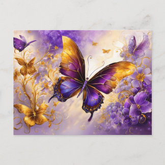 Purple & Gold Butterfly # 15 Postcard