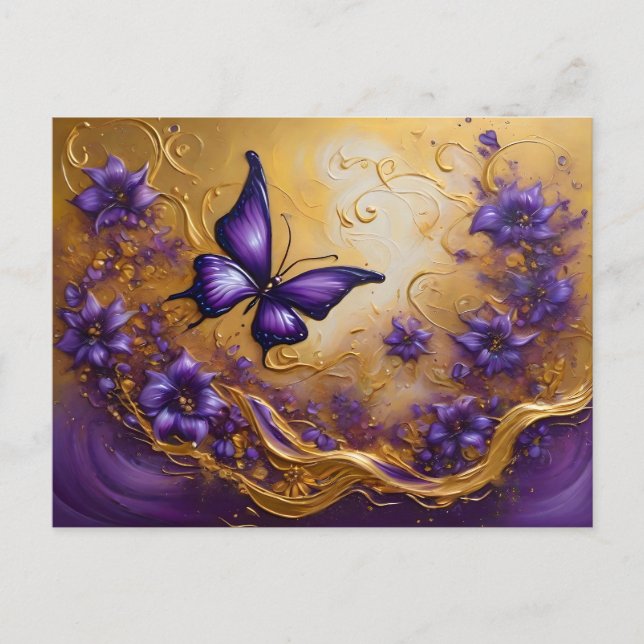 Purple & Gold Butterfly # 3 Postcard (Front)