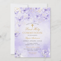 Purple Gold Butterfly First Holy Communion