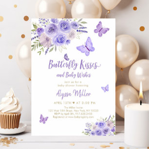 Purple Gold Butterfly Floral Baby Shower Invitation