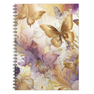 Purple & Gold Butterfly Watercolor Butterflies Notebook