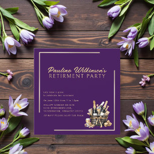 Purple Gold Celebration Retirement Party Invite