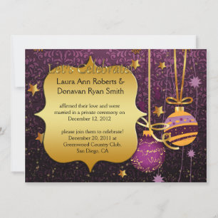 Purple Gold Christmas Post Wedding Invitation