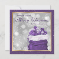 Purple Gold Christmas Presents Stars