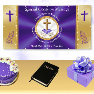 Purple, Gold, Church Banners Outdoor, ANY Occasion