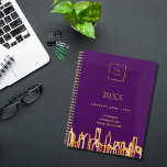 Purple gold city skyline business logo 2025 planner<br><div class="desc">A purple background,  with a modern,  abstract faux gold city skyline as decor. Personalise and add your business logo,  name and contact inforfation.  
  
Perfect for real estate agents!</div>