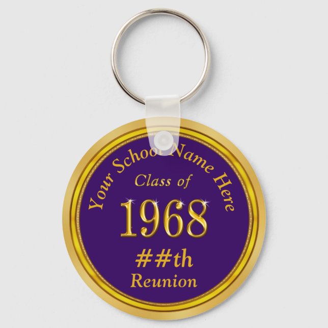 Purple, Gold Class of 1968 Class Reunion Keychains (Front)
