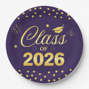 Purple Gold Class of 2026 Graduation Plates