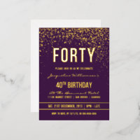 Purple | Gold Confetti 40th Birthday Party
