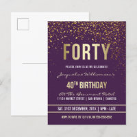 Purple | Gold Confetti 40th Birthday Party