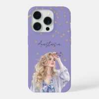 Purple Gold Confetti Blonde Girl Butterfly
