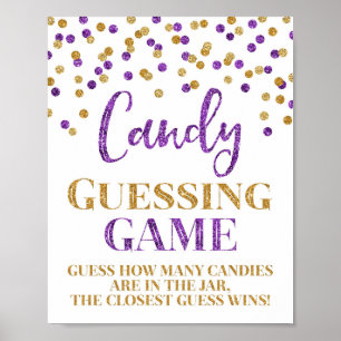 Purple Gold Confetti Candy Guessing Game Sign