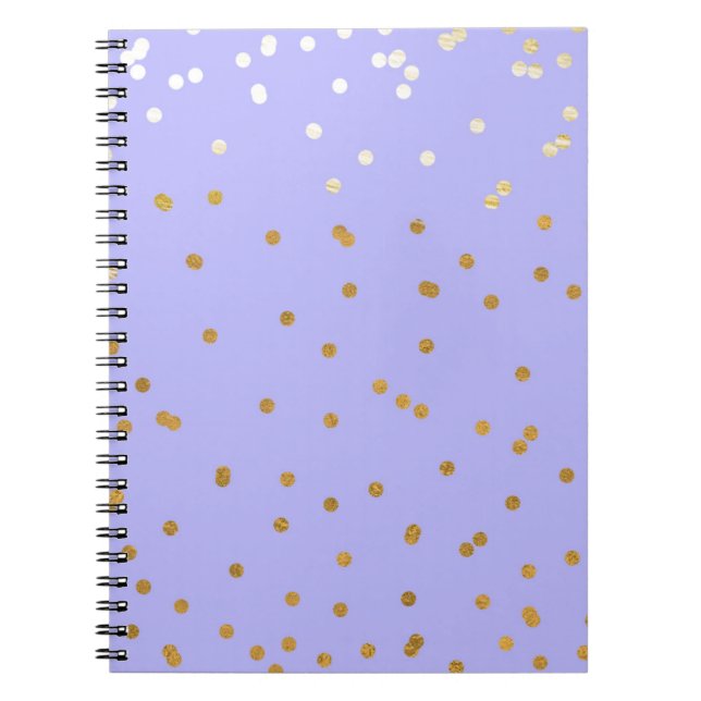 Purple & Gold Confetti Dots Modern Glamour Glam Notebook (Front)
