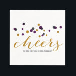 Purple & Gold Confetti Dots Wedding Napkin<br><div class="desc">This stylish disposable napkin is part of a wedding suite. Matching items and other colours are available.</div>