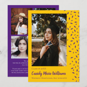 Purple Gold Confetti Graduation Announcement