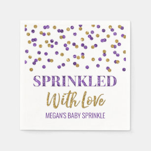 Purple Gold Confetti Sprinkled with Love Napkin