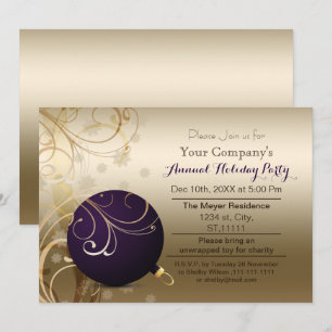 purple gold Corporate holiday party Invitation
