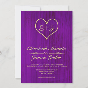 Purple & Gold Country Wedding Invitations
