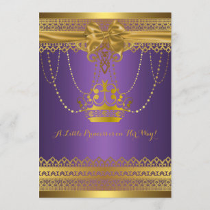 Purple & Gold Crown Baby Shower Invitation