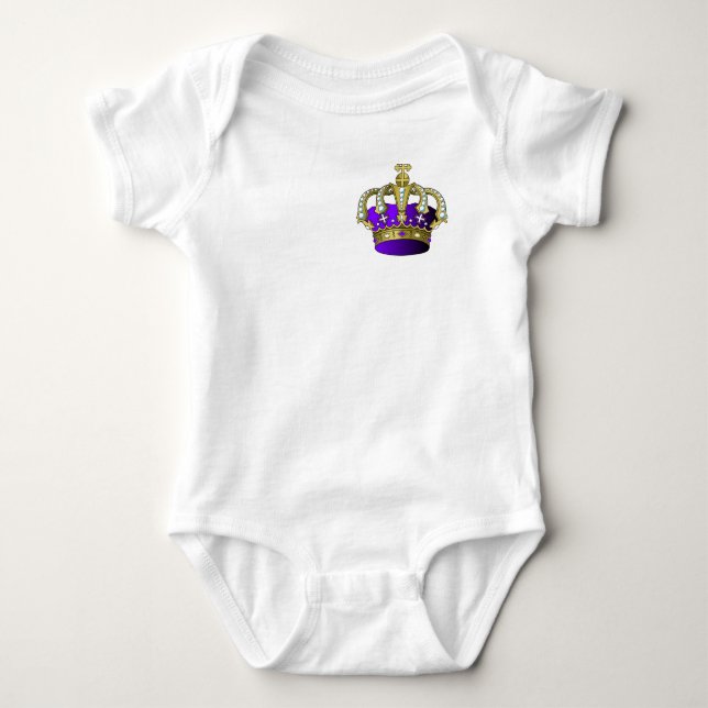 Purple Gold Crown Princess Prince Queen King Royal Baby Bodysuit (Front)
